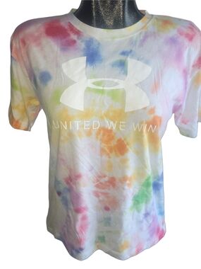 Under Armour Tie-Dye 'United We Win' Logo Front TShirt Size S